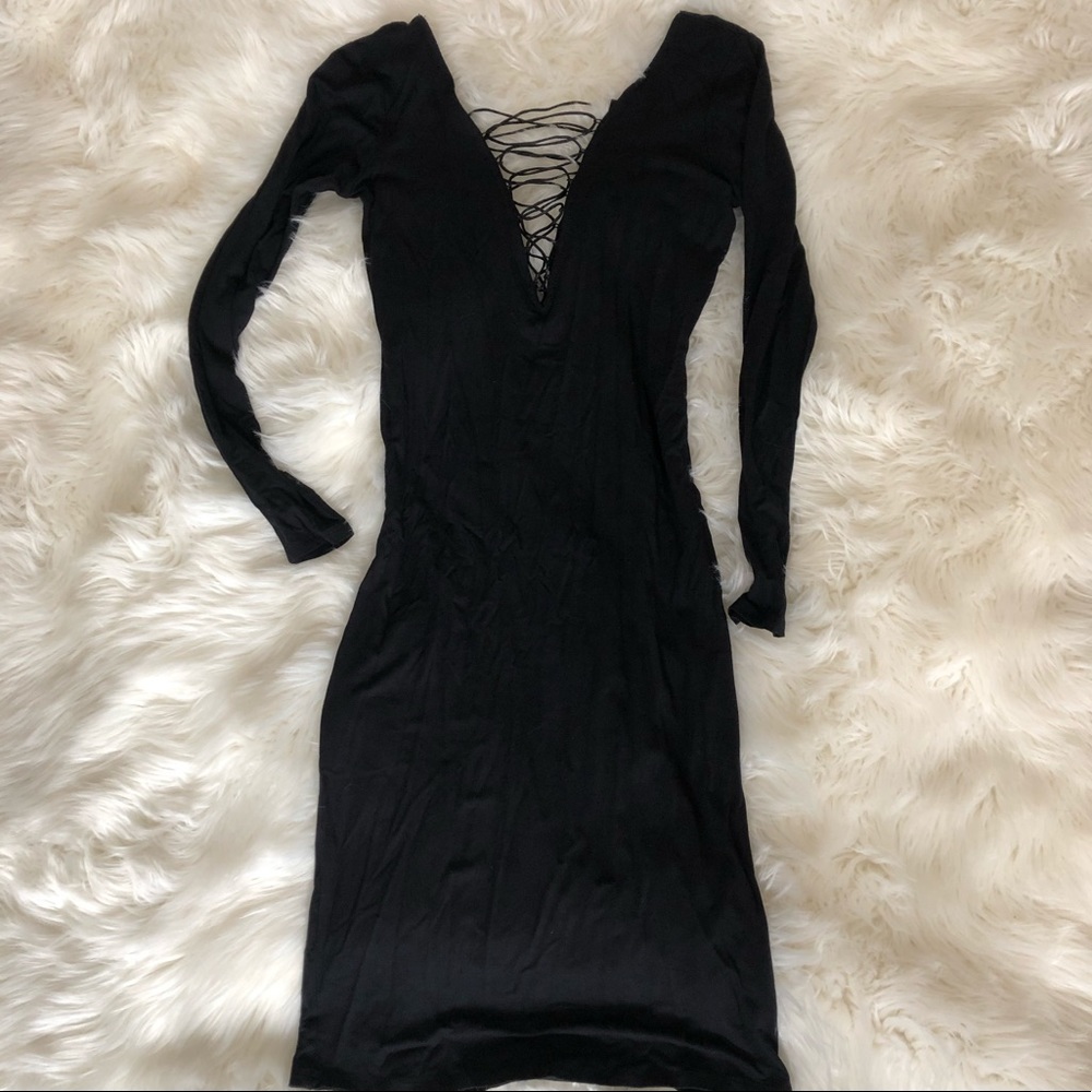 Black midi long sleeve dress